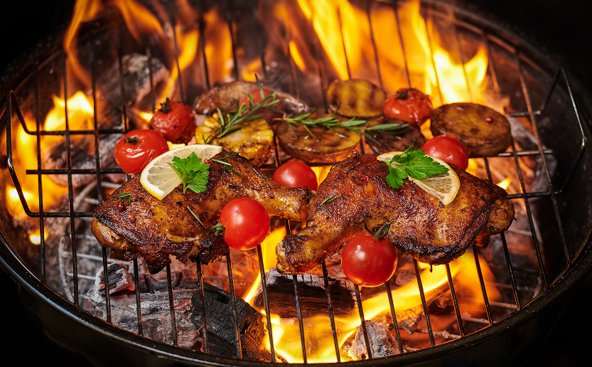 Flame grilled bbq food