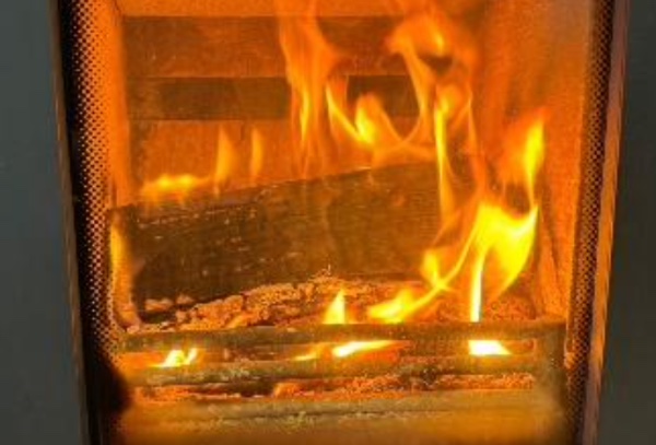 log burning on the fire high heat output