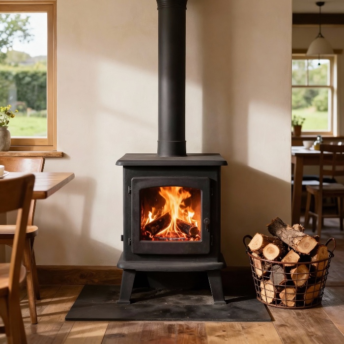 wood burning stove at home