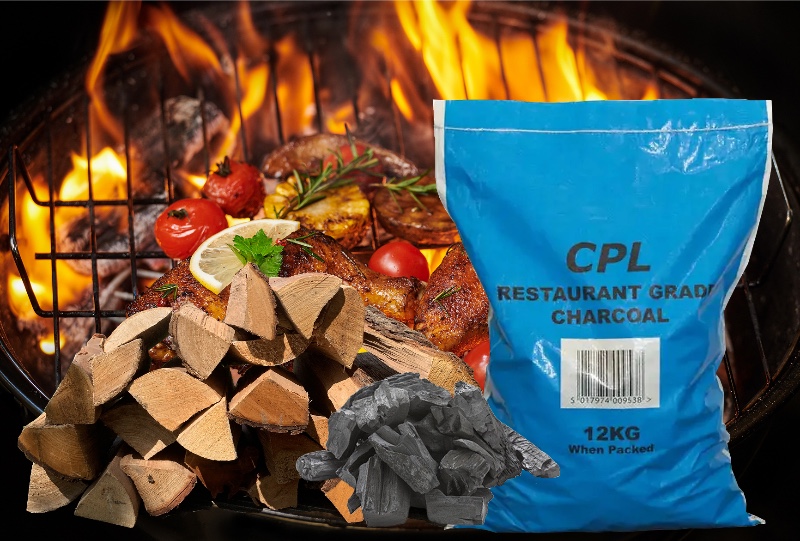 bbq charcoal and cooking wood